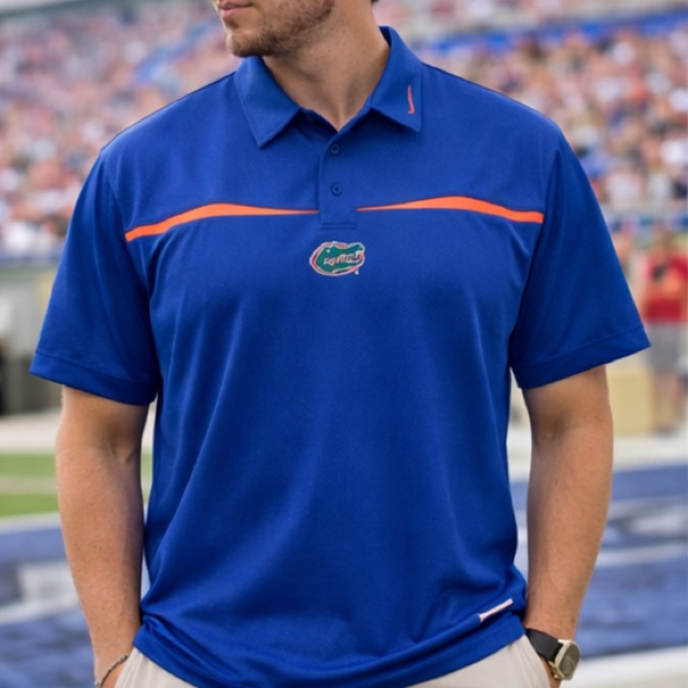 Nike Team Florida Gators Mens XL Blue Orange Polo‎ Shirt Short Sleeve Athletic
